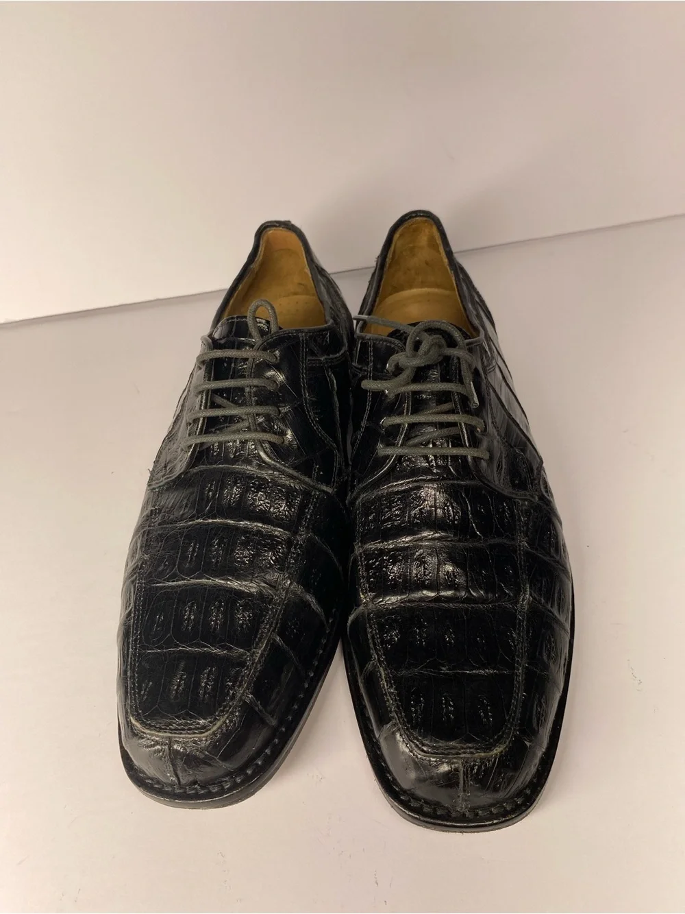 Belvedere Florence Men's 9M Brown Genuine Crocodile Dress Shoes, Handmade Italy